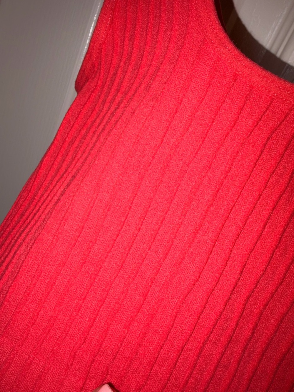 Red Ribbed Square-Neck Crop Top - Picture 3 of 3